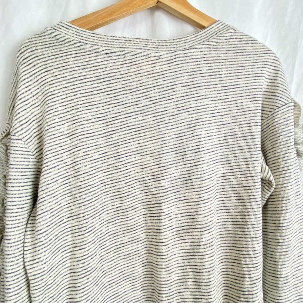Skies Are Blue Womens Knit Top Stripe Embroidered Ruffle Pullover Shirt Size XS - Picture 15 of 16